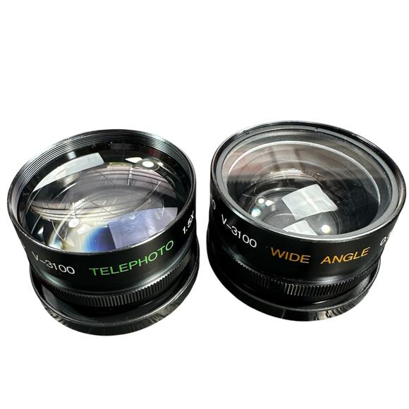 Ambico Video Lens Set V-3100 Telephoto 1.5X and V-3100 Wide Angle 0.5X - Picture 1 of 3